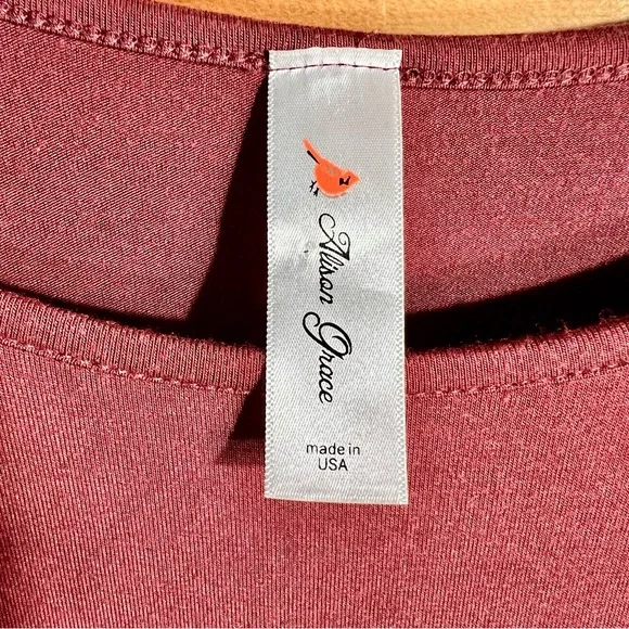 Alison Grace Dusty Rose Ruffled Sheath 3/4 Sleeve Midi Dress Cottagecore USA - Picture 2 of 8